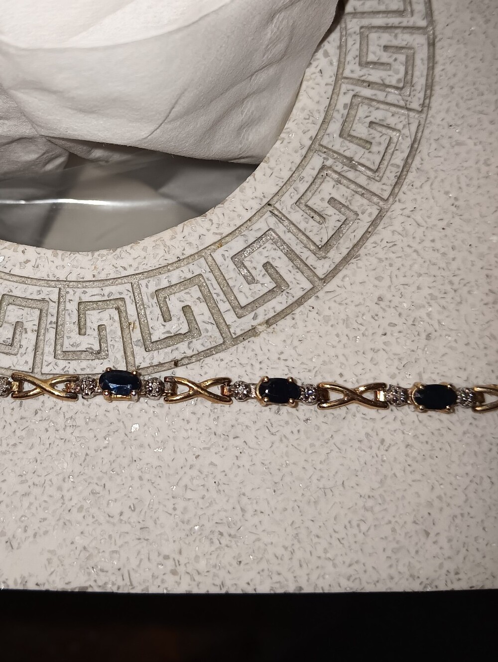 10k Blue Sapphire And Diamond Brac